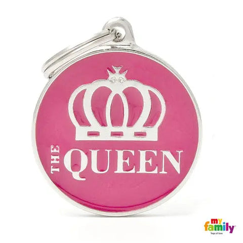 Navnetegn cirkel THE QUEEN big 3,93x3,17 cm pink/sølv