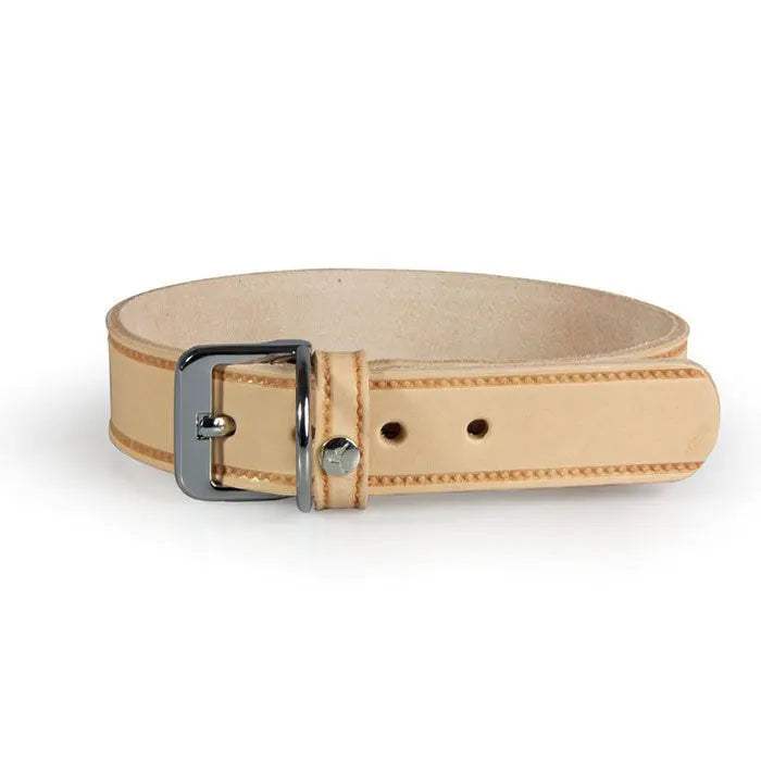 Læder halsbånd Weinheim 28-34 cm sand bred