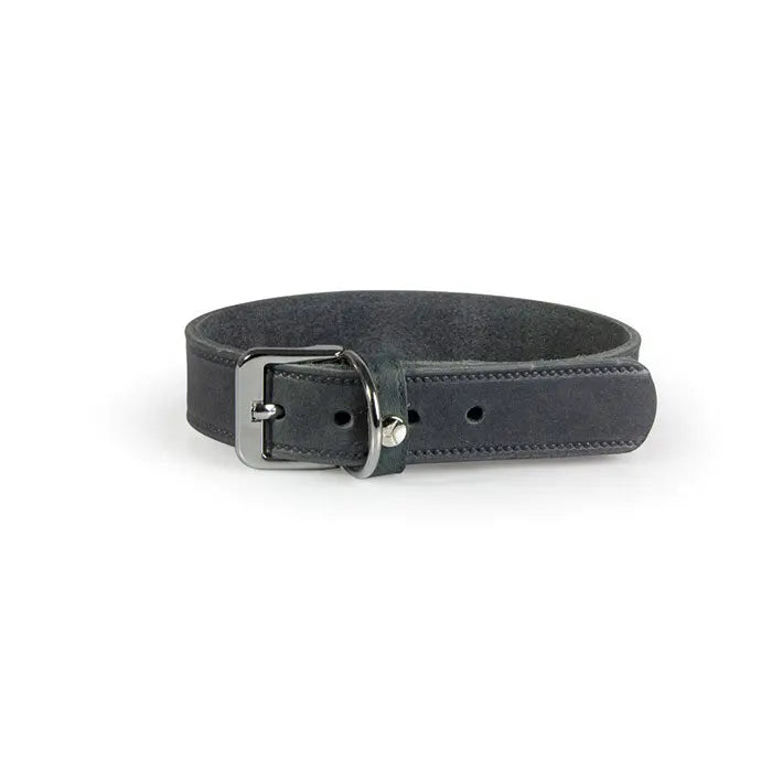 Læder halsbånd Weinheim 17-23 cm granit bred