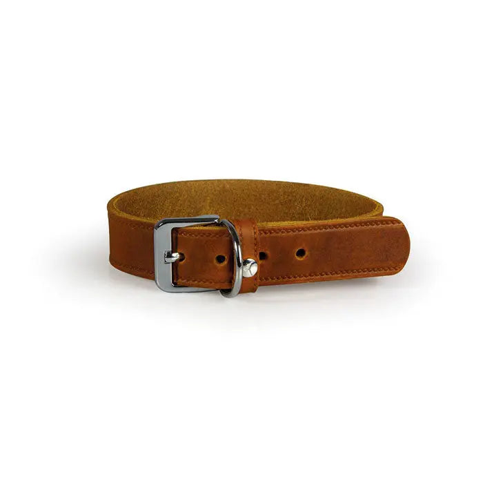 Læder halsbånd Weinheim 42-48 cm brun bred