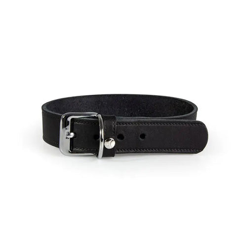 Læder halsbånd Weinheim 17-23 cm sort bred