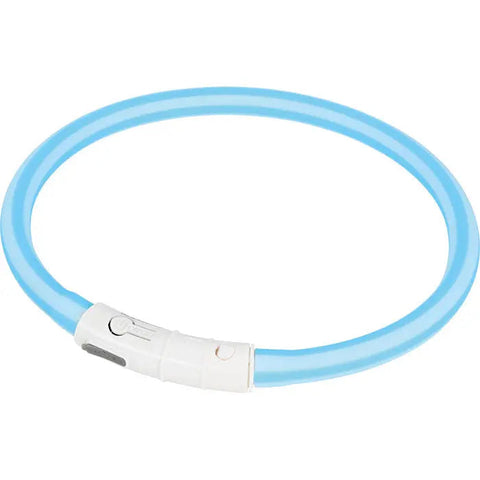 Lyshalsbånd Blinking Silikone 65 cm blå stribet